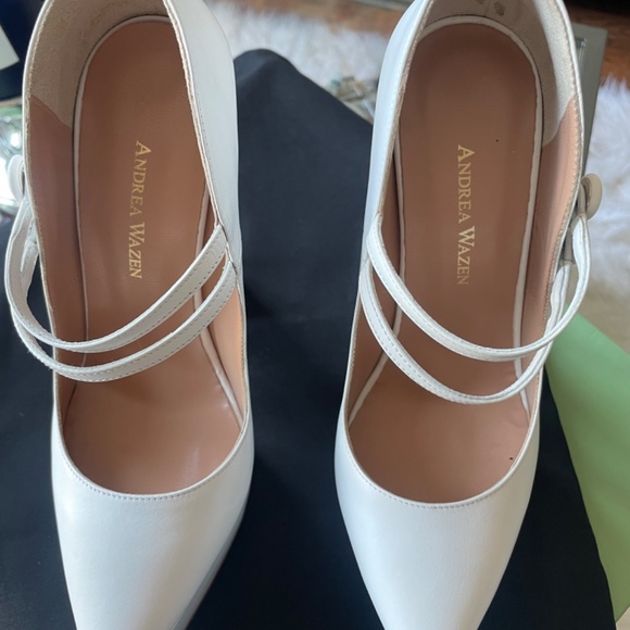 Andrea Wazen White Closed-Toe Platform Maryjane’s - Picture 8 of 9